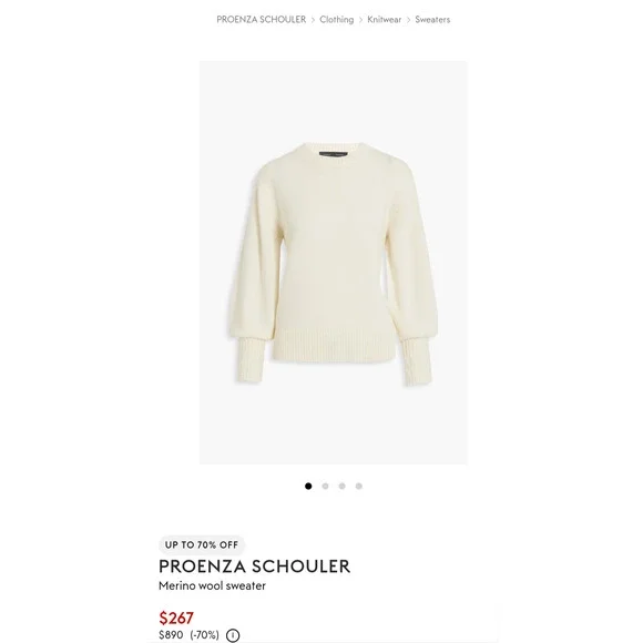 Proenza Shouler designer knit Merino wool plain sweater lg - Picture 2 of 14